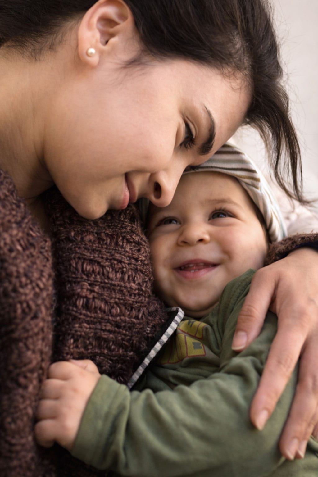 Tender moments of mother and child